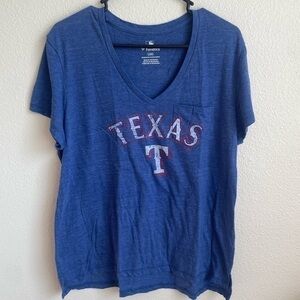 Women's Texas Ranger MLB Fanatics V-Neck T-Shirt Blue Size‎ Large Baseball